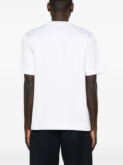 T-Shirt Bianca con Zip e Taschino Logo Fendi