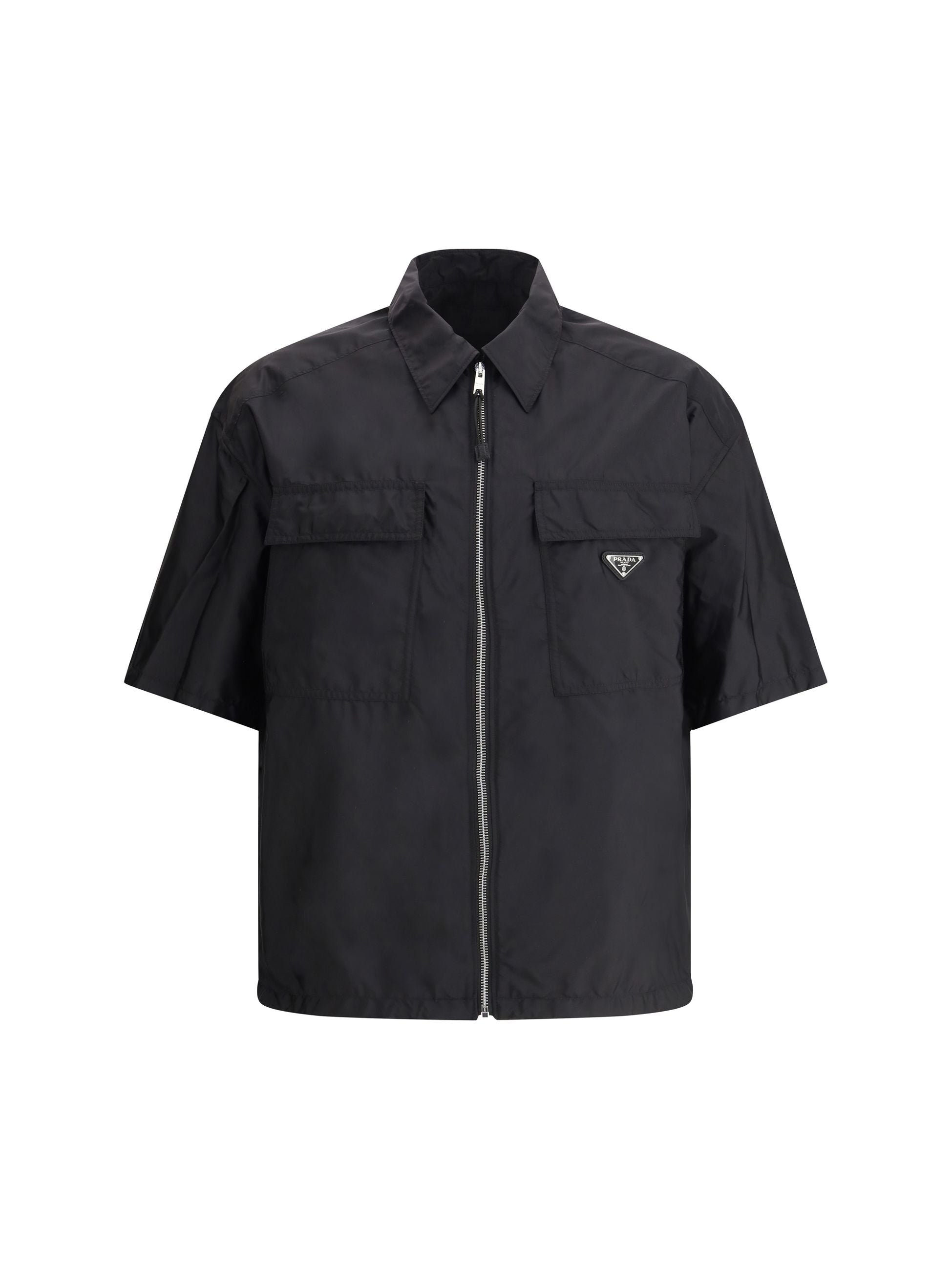 Camicia in Nylon Nera con Zip Prada