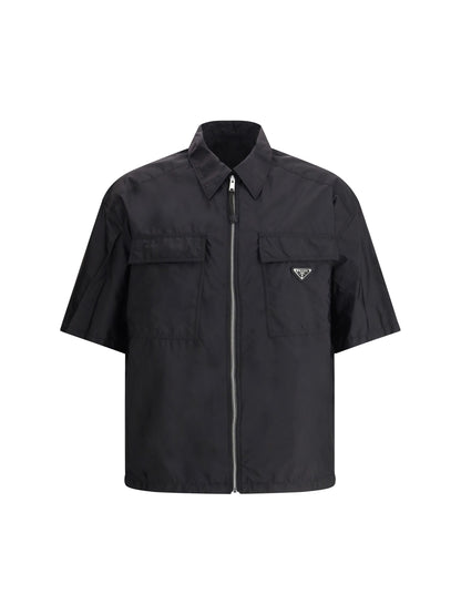 Camicia in Nylon Nera con Zip Prada