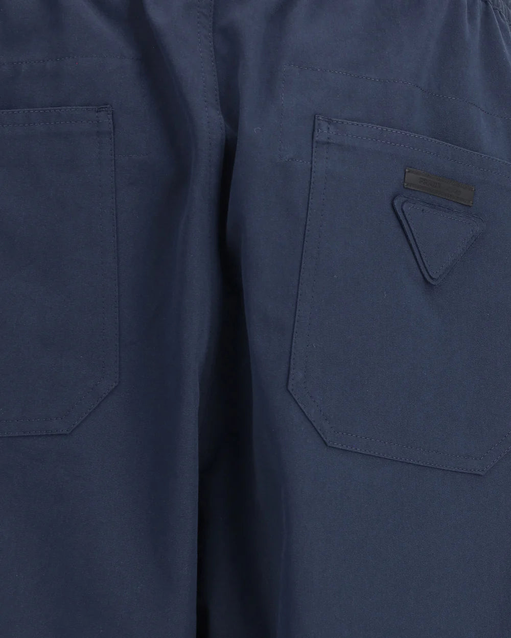 Pantalone Blu con Elastico in Vita e Logo Retro Prada