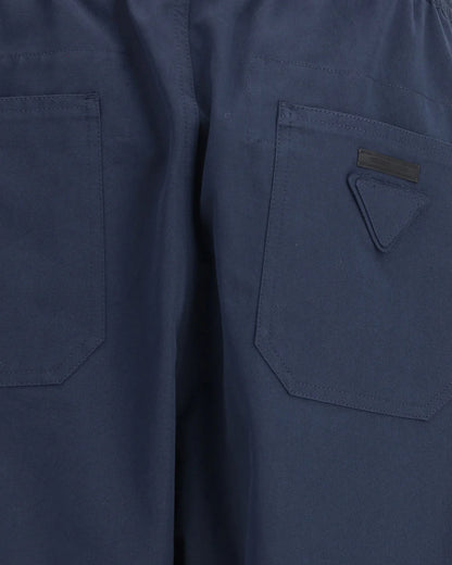 Pantalone Blu con Elastico in Vita e Logo Retro Prada