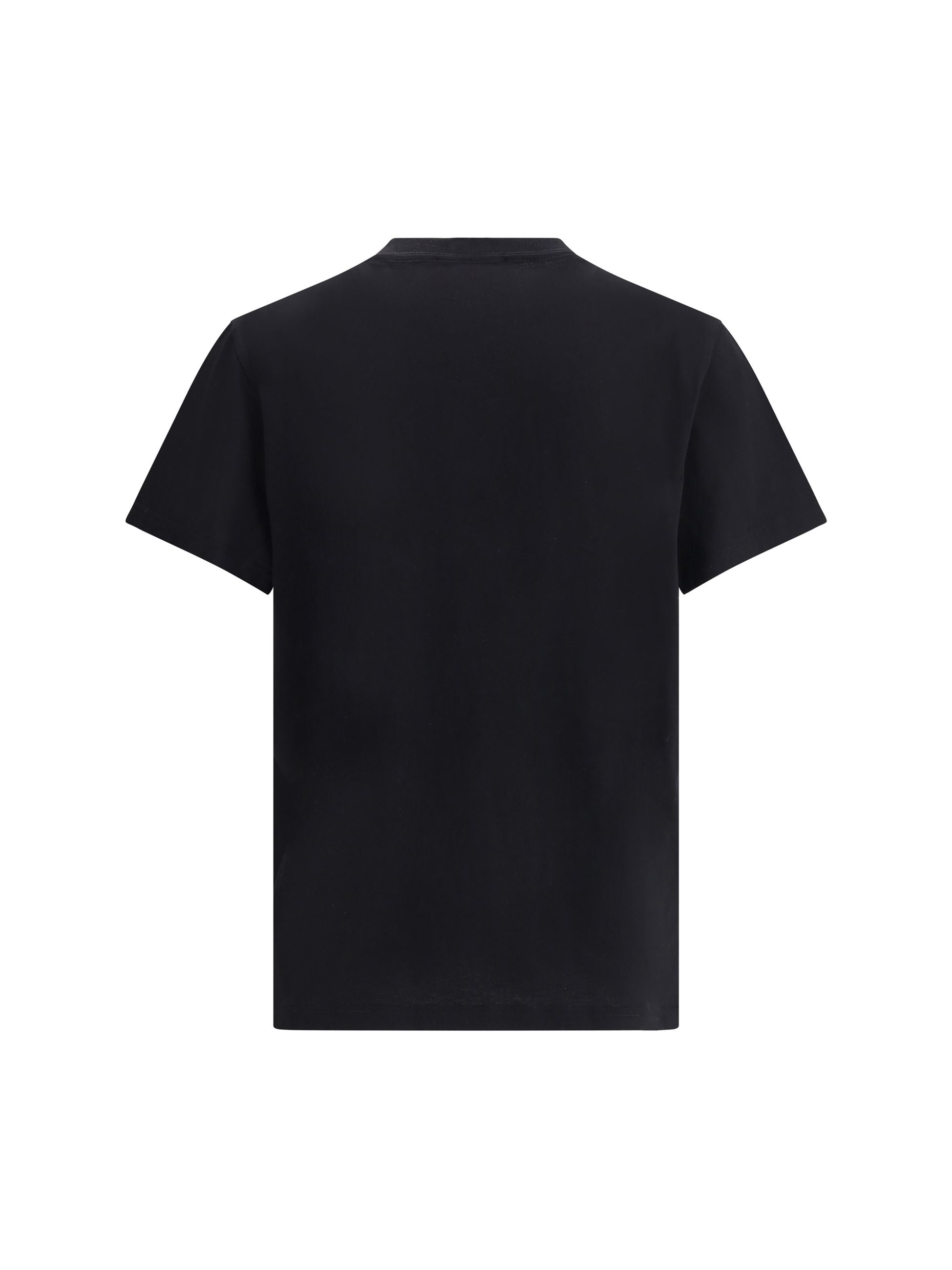 T-Shirt Nera Logo Petto Alexander McQueen