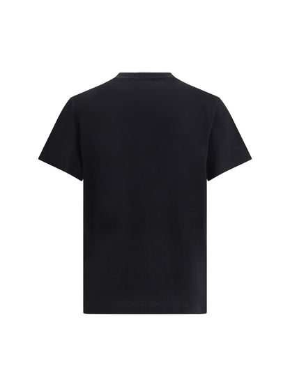 T-Shirt Nera Logo Petto Alexander McQueen