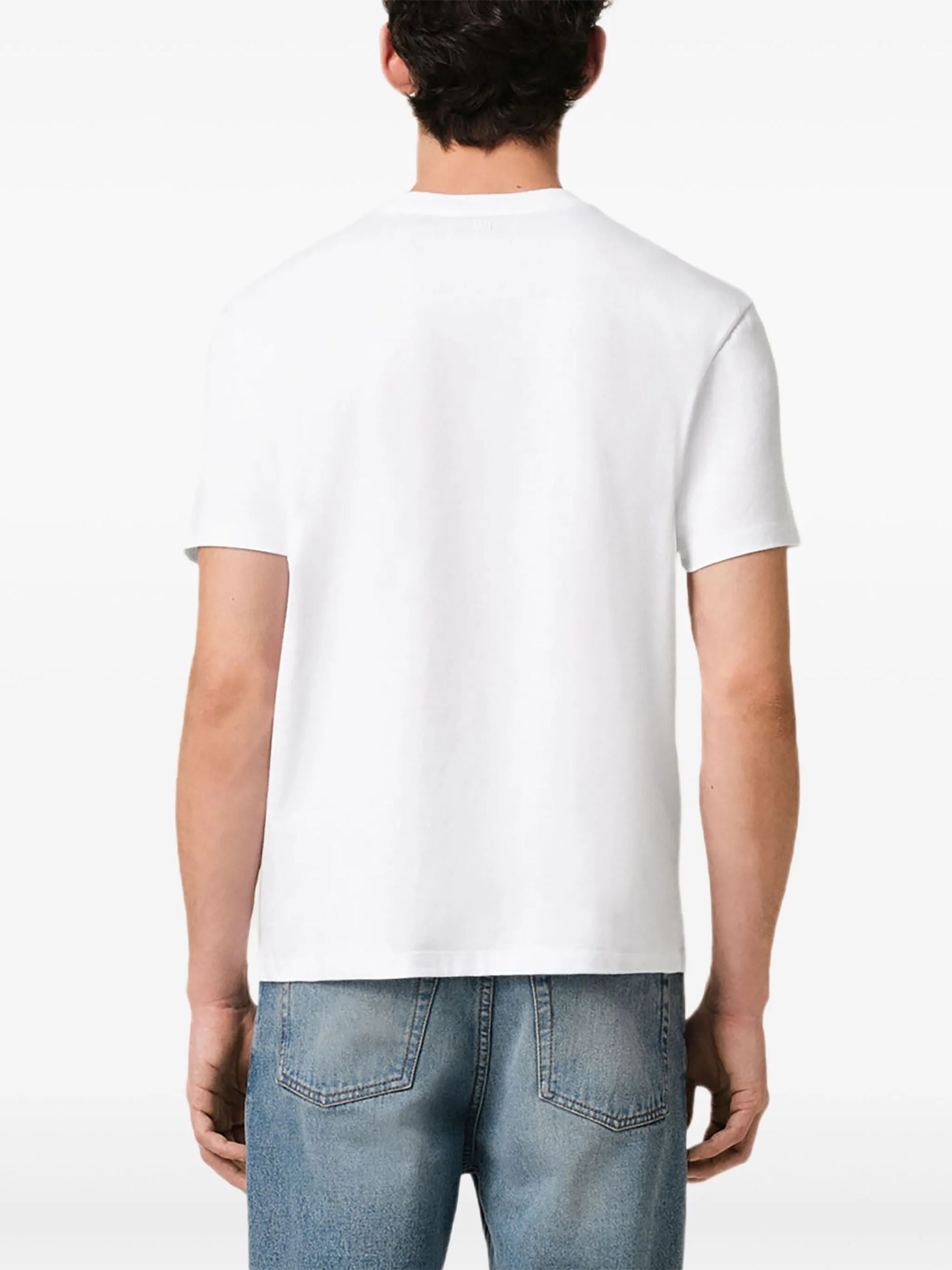 T-Shirt Bianca con Logo Cuore Tinta su Tinta Ami Paris