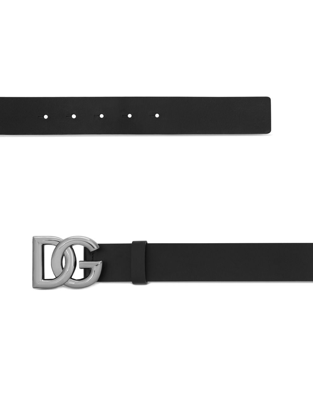 CINTURA NERA IN PELLE CON LOGO ARGENTO DOLCE E GABBANA
