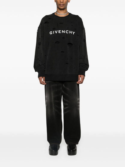 FELPA NERA DETROYED CON SCRITTA LOGO GIVENCHY