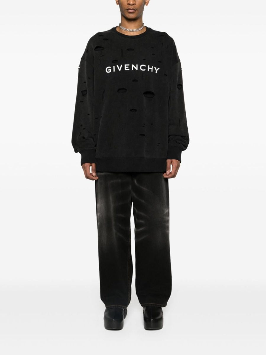FELPA NERA DETROYED CON SCRITTA LOGO GIVENCHY