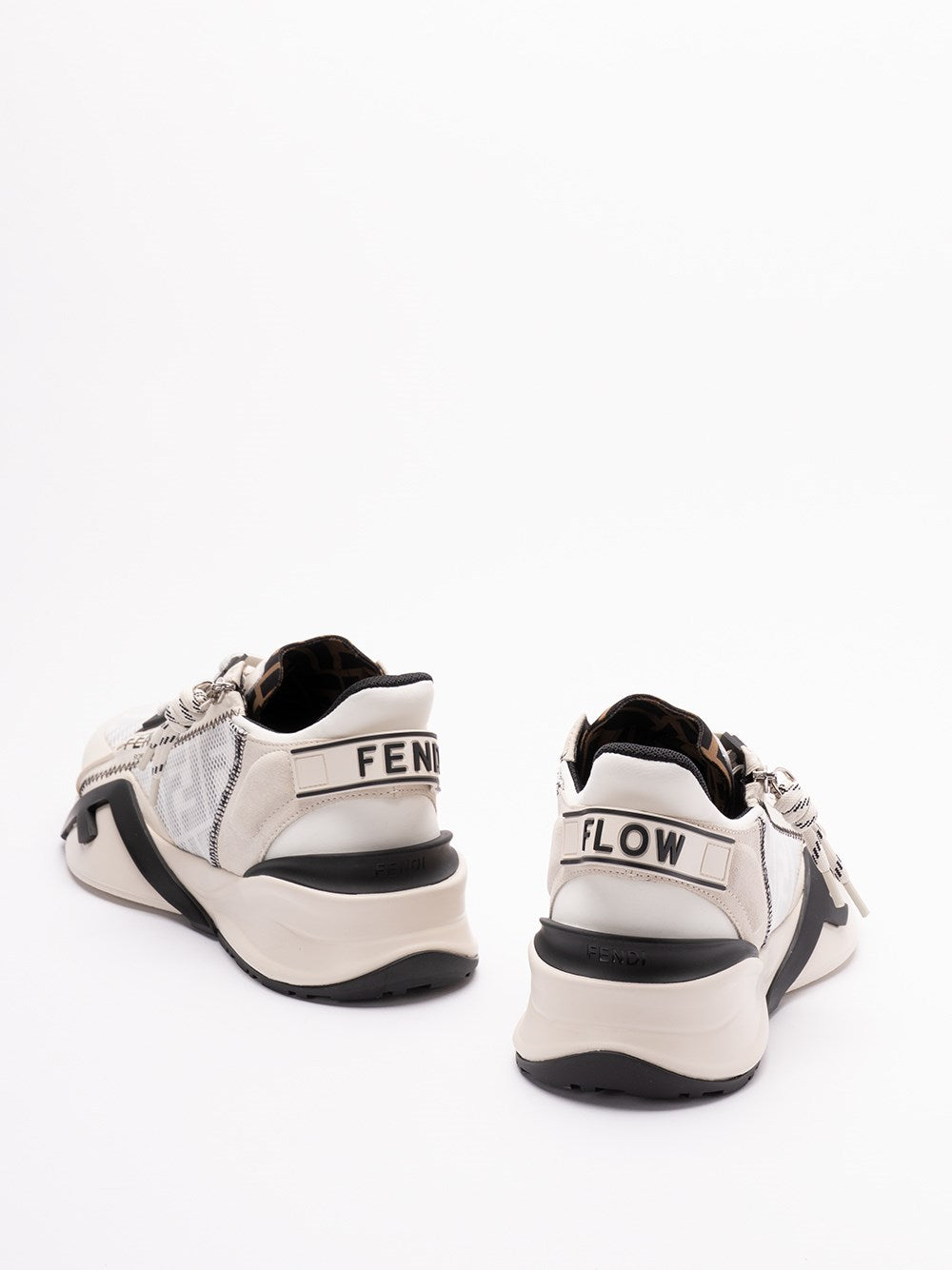 Sneaker Bianca e Nera con Zip Laterale Fendi