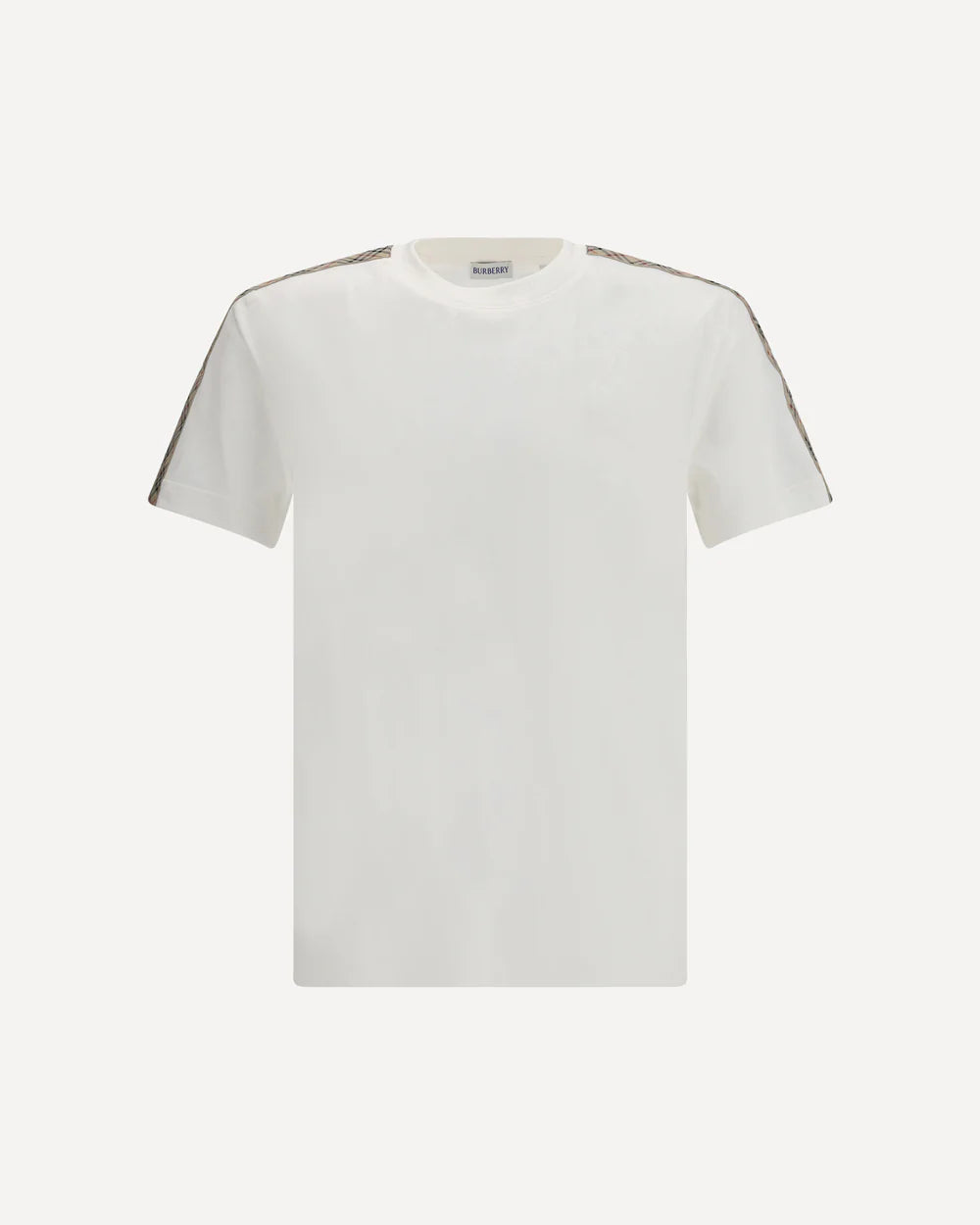 T-Shirt Bianca Strisce Spalla Logo Check Burberry