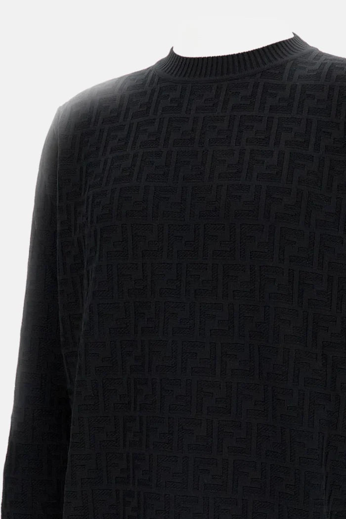 Maglia Nera Logo All Over FF Fendi