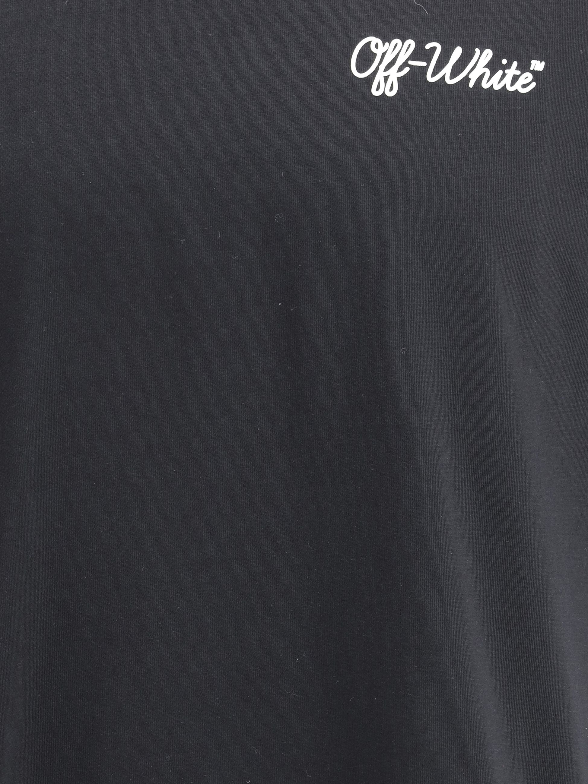 T-Shirt Nera Logo Scritta Retro Off-White