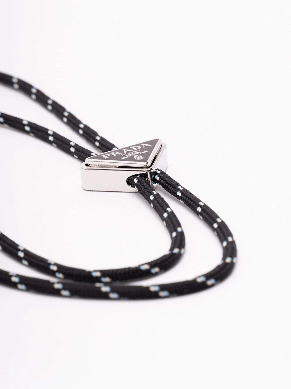 Cravatta Nera Multicolor Logo Metallico Prada