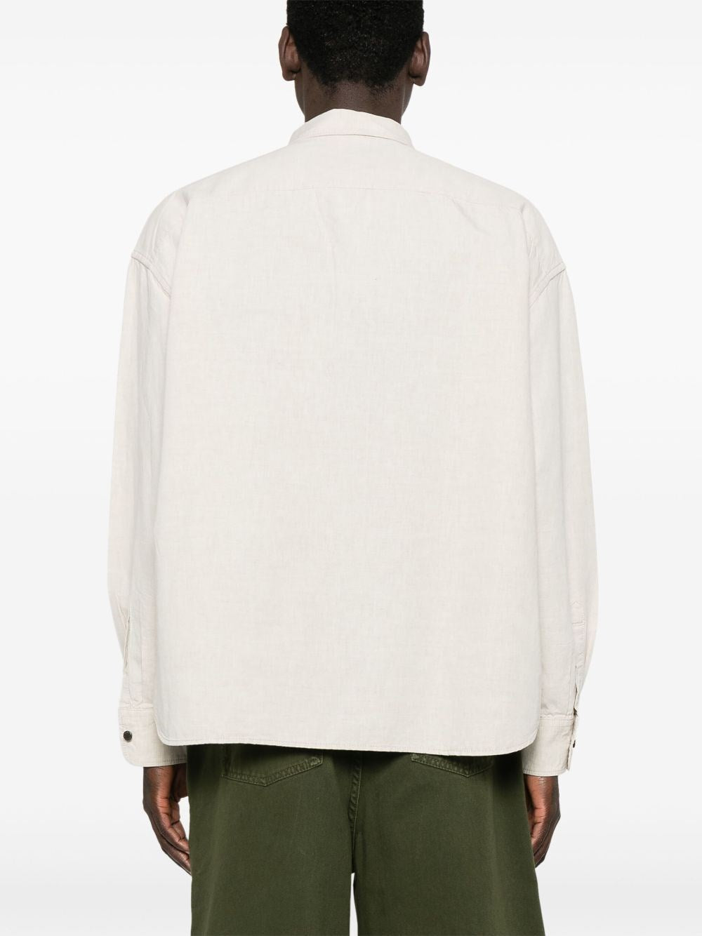 Camicia in Denim Beige con Placchetta Prada