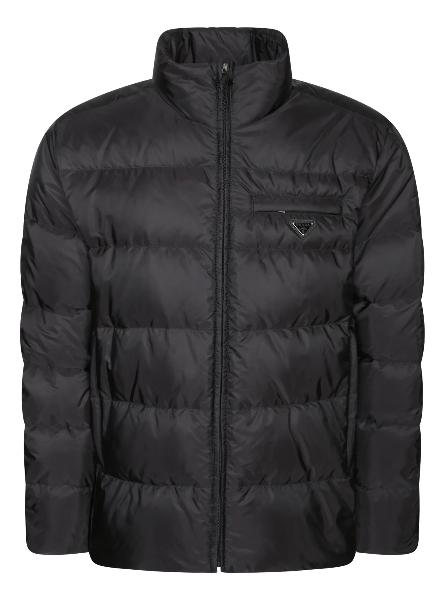 Giubbino Nero Nylon Placchetta Prada