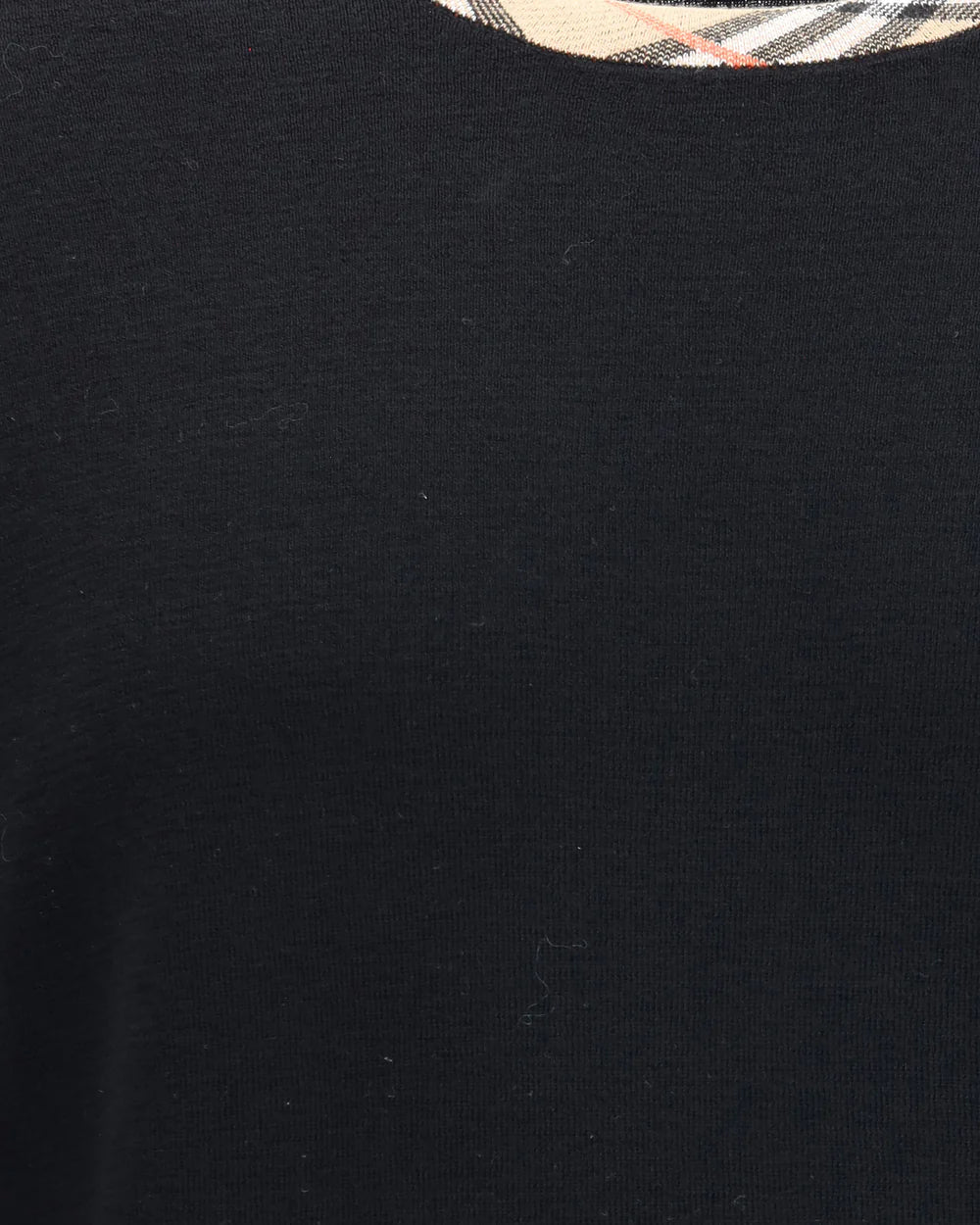 Maglia Nera in Lana Collo Check Burberry
