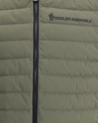 Giubbino Verde Tessuto Tecnico Scritta Moncler Grenoble
