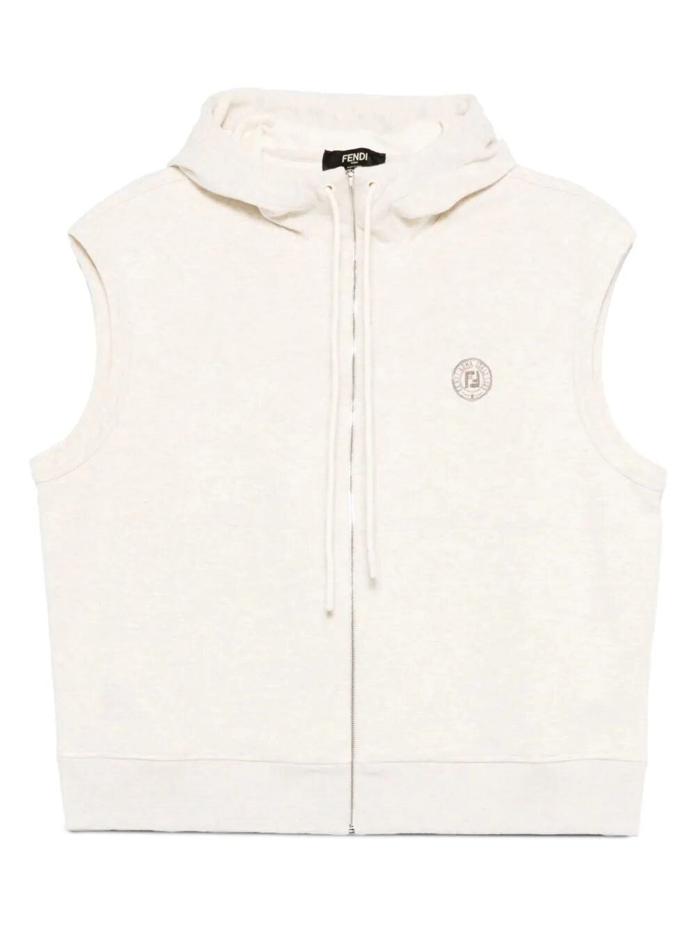 Cardigan Bianco con Cappuccio Logo Fendi