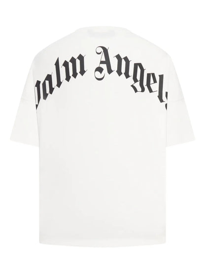 T-Shirt Bianca Scritta Collo e Retro Palm Angels