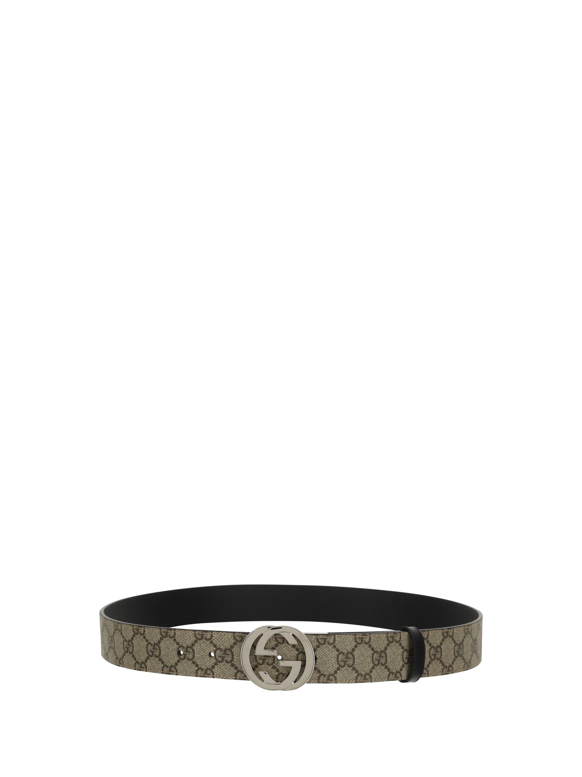 Cintura Reversibile Logo All Over Gucci Fibbia Gogo GG Argento