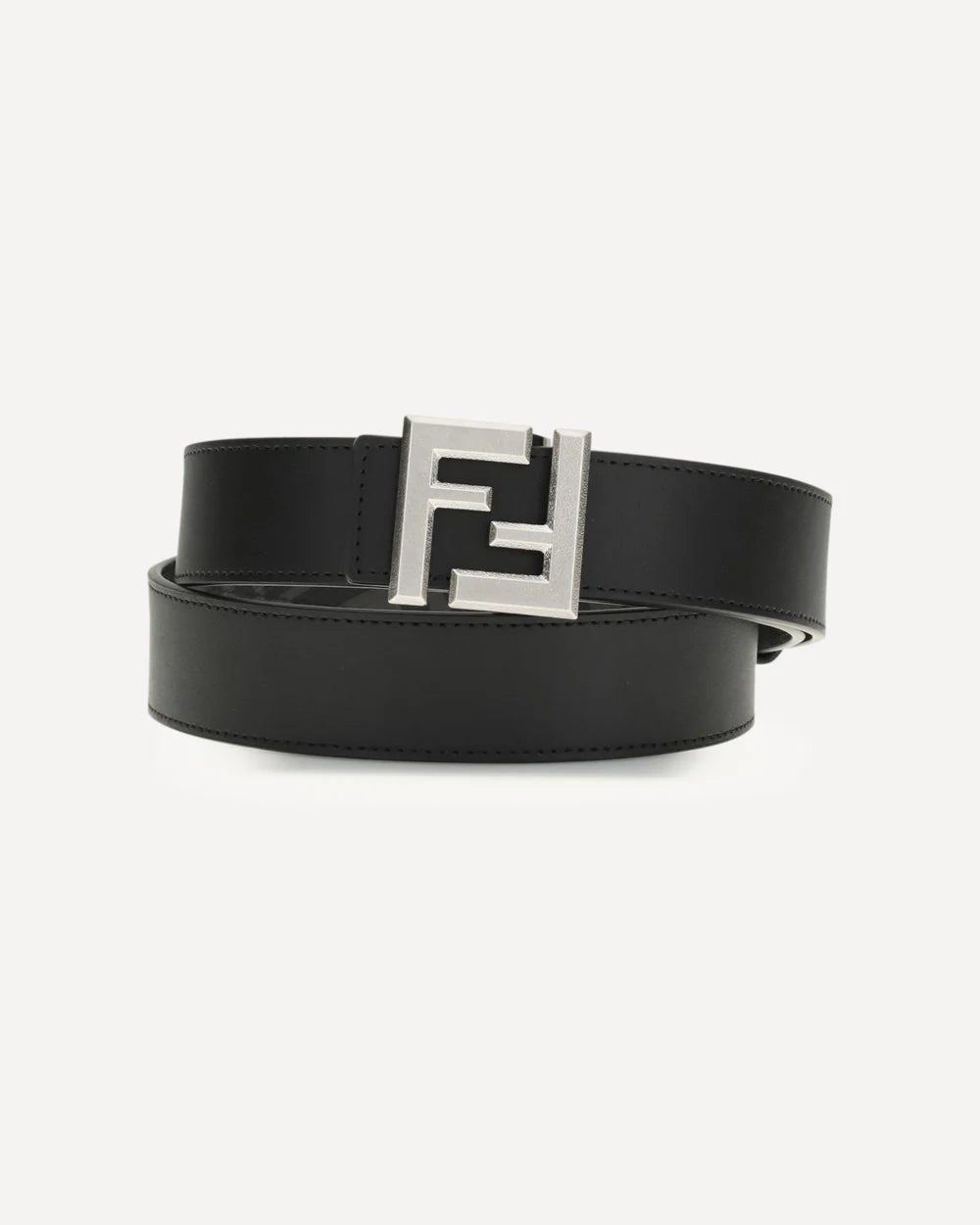 Cintura Nera Reversibile Logo FF Fibbia Argento Fendi