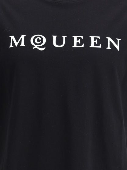 T-Shirt Nera Logo Petto Alexander McQueen