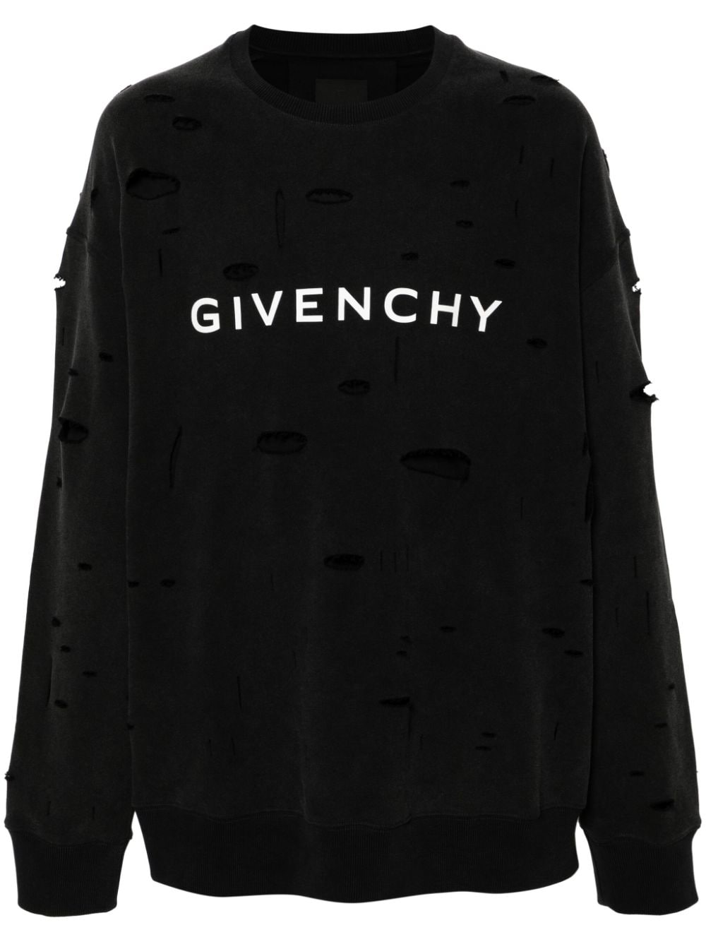 FELPA NERA DETROYED CON SCRITTA LOGO GIVENCHY