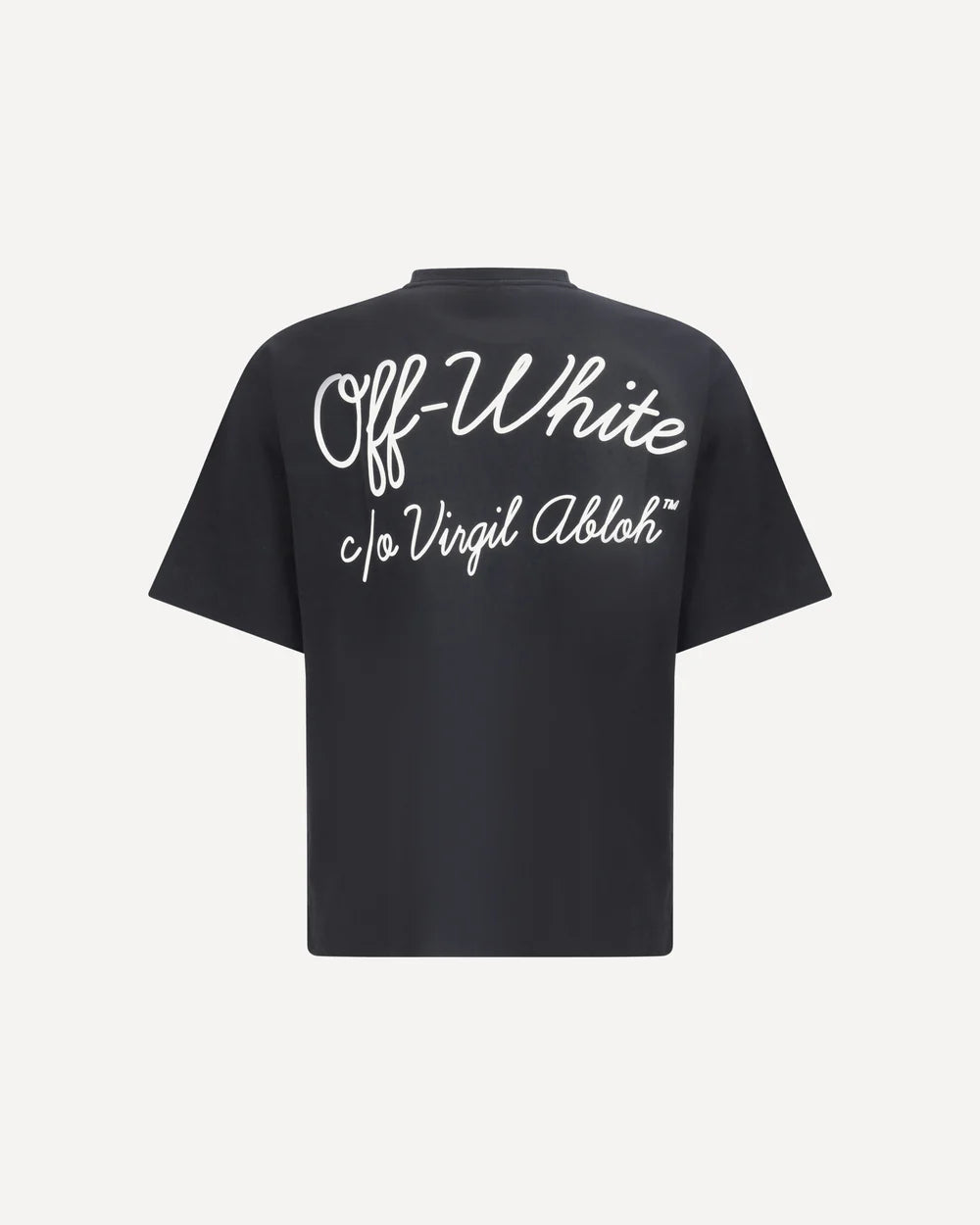 T-Shirt Nera Scritta Retro Corsivo Off-White