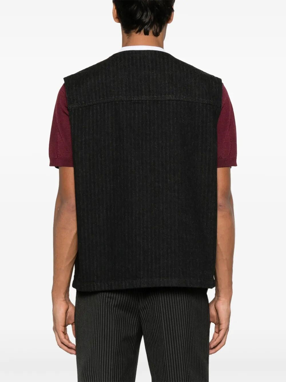 Gilet in Denim Righe e Placchetta Prada