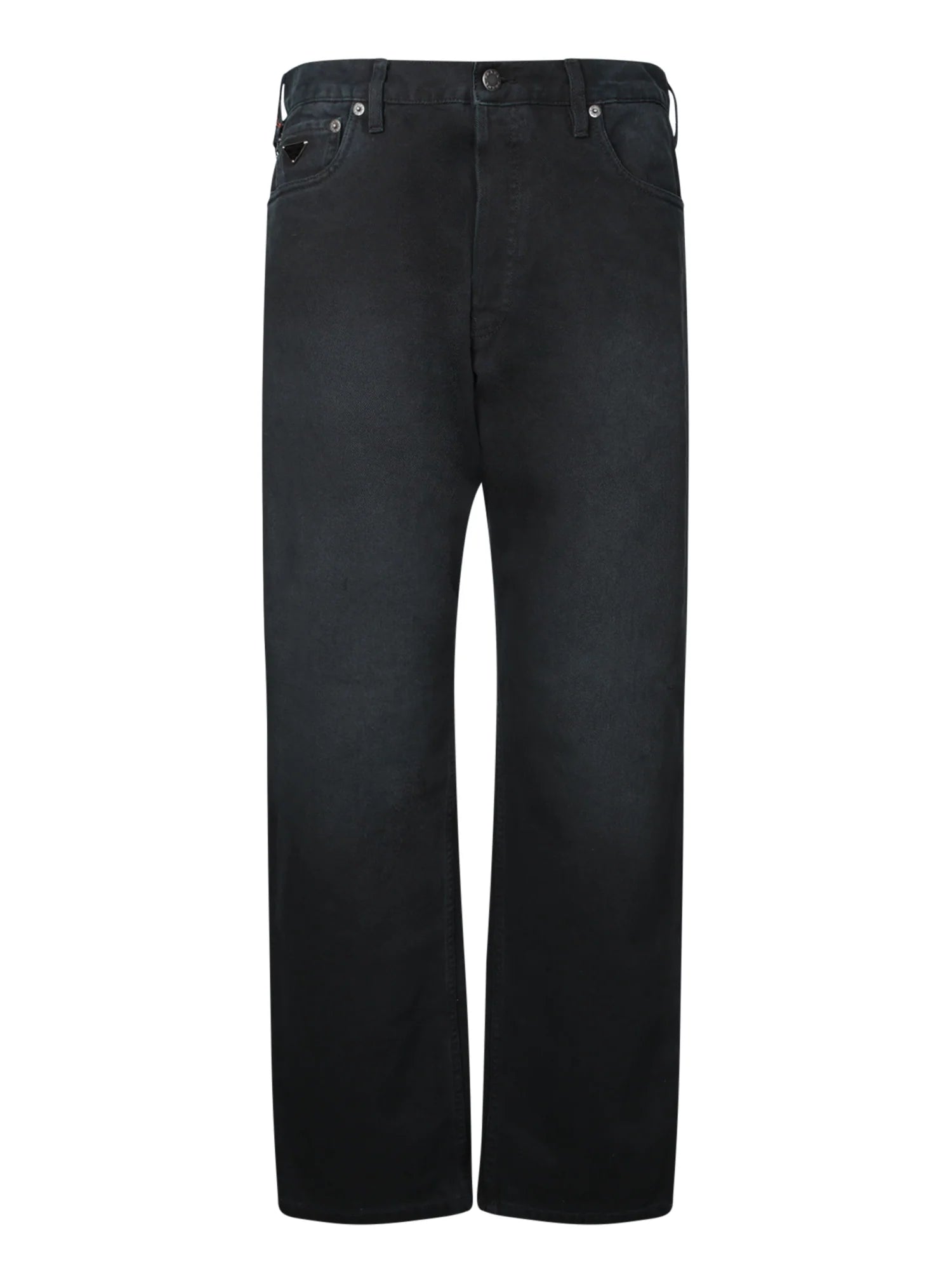 Jeans in Denim Scuro con Placchetta Prada