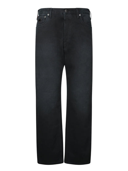Jeans in Denim Scuro con Placchetta Prada