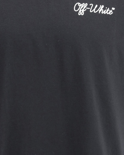 T-Shirt Nera Scritta Retro Corsivo Off-White