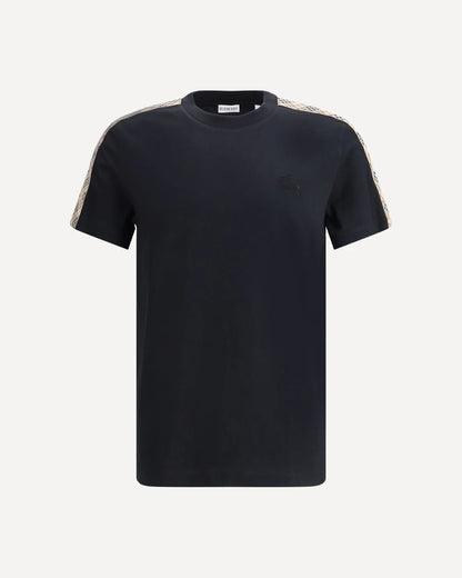 T-Shirt Nera Striscia Check Spalle Burberry