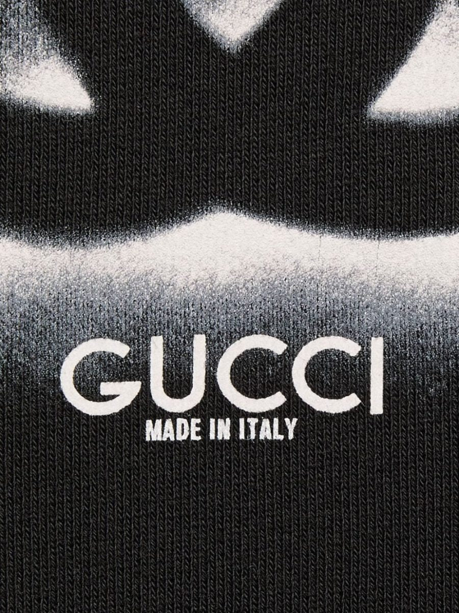 FELPA NERA CON CAPPUCCIO E LOGO GUCCI