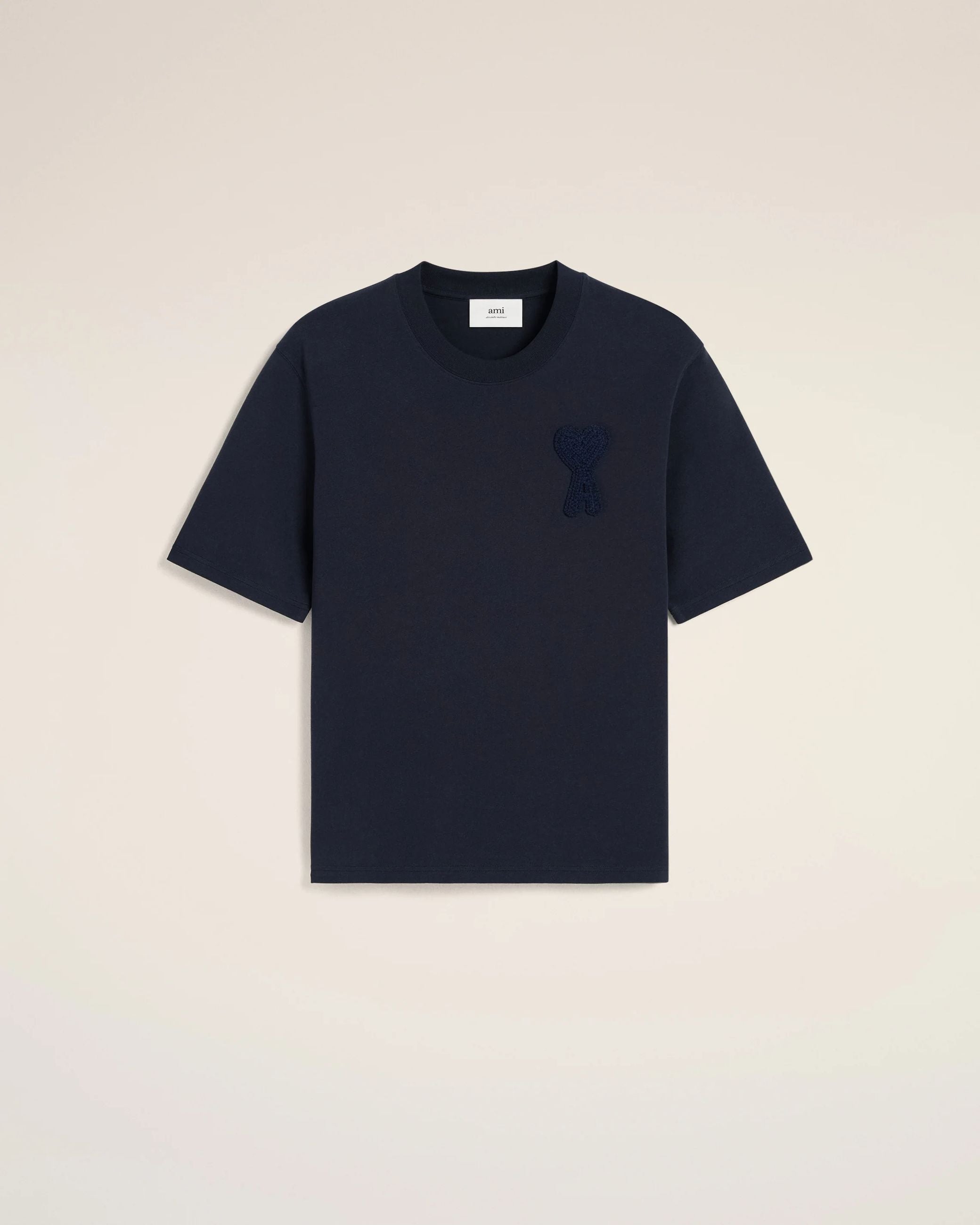 T-Shirt Blu Cuore Ricamo Ami Paris