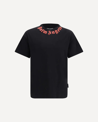 T-Shirt Nera Logo Collo Scritta Palm Angels