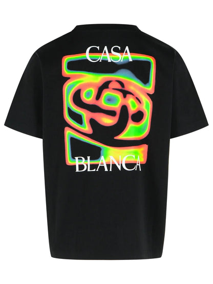 T-Shirt Nera Stampa Heat Map Retro Casablanca