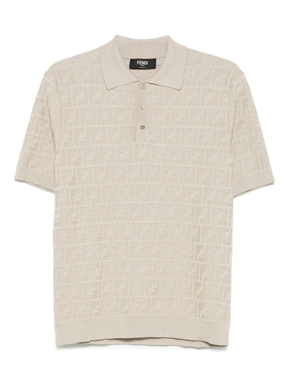 Polo Beige Logo All Over Fendi