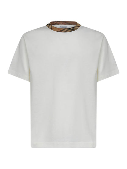 T-Shirt Bianca Collo Check Burberry
