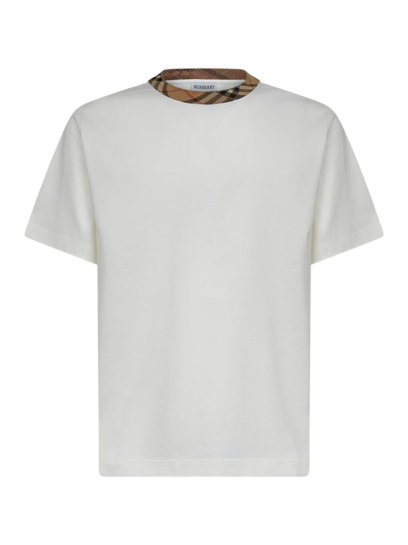 T-Shirt Bianca Collo Check Burberry