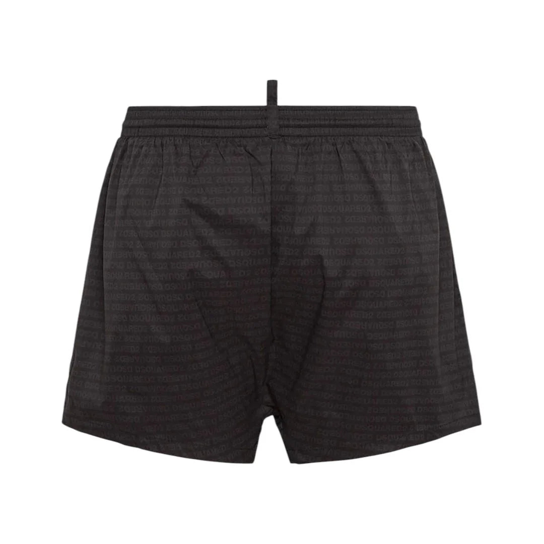 Costume Nero Logo All Over e Scritta Bianca Verticale Dsquared