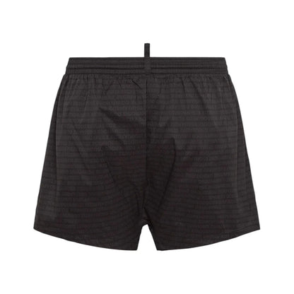 Costume Nero Logo All Over e Scritta Bianca Verticale Dsquared