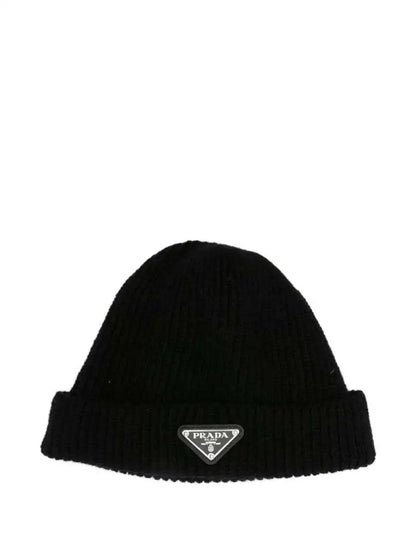 Cappello Nero In Lana Placchetta Prada