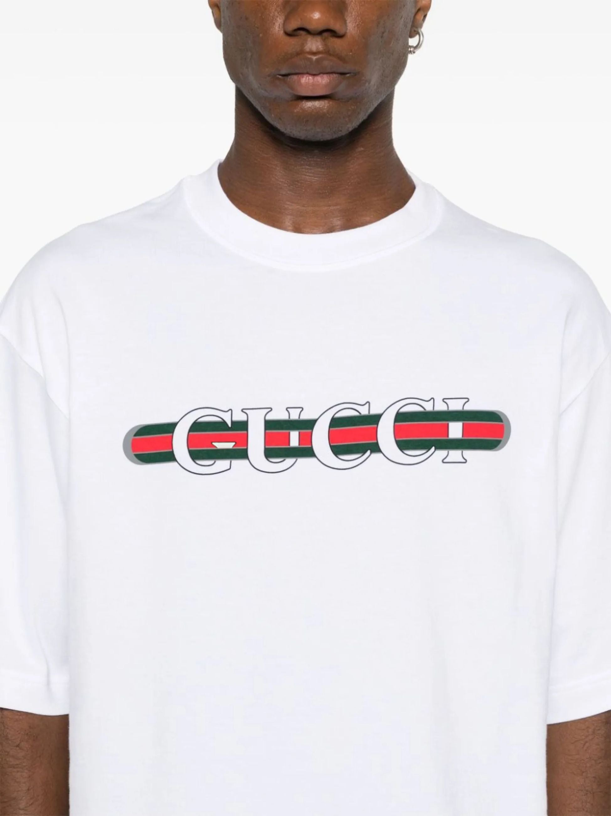 T-Shirt Bianca Scritta Gucci