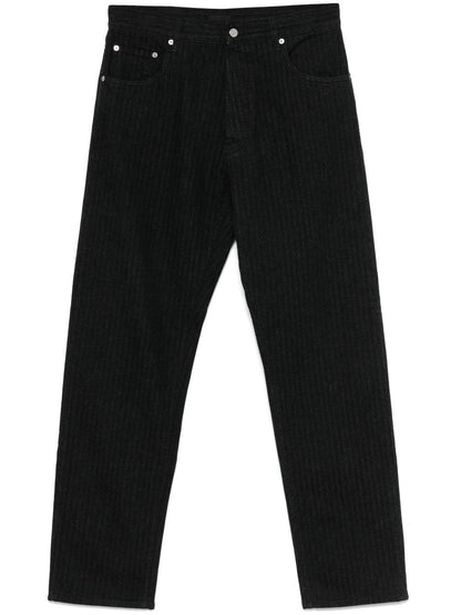 Jeans Nero 5 Tasche Righe e Placchetta Prada