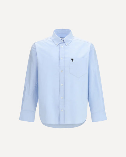 Camicia Azzurra Taschino Logo Cuore Ami Paris