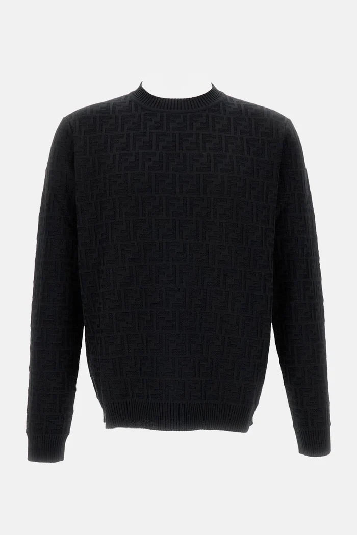 Maglia Nera Logo All Over FF Fendi