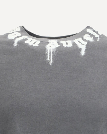 T-Shirt Grigia Scritta Collo Palm Angels