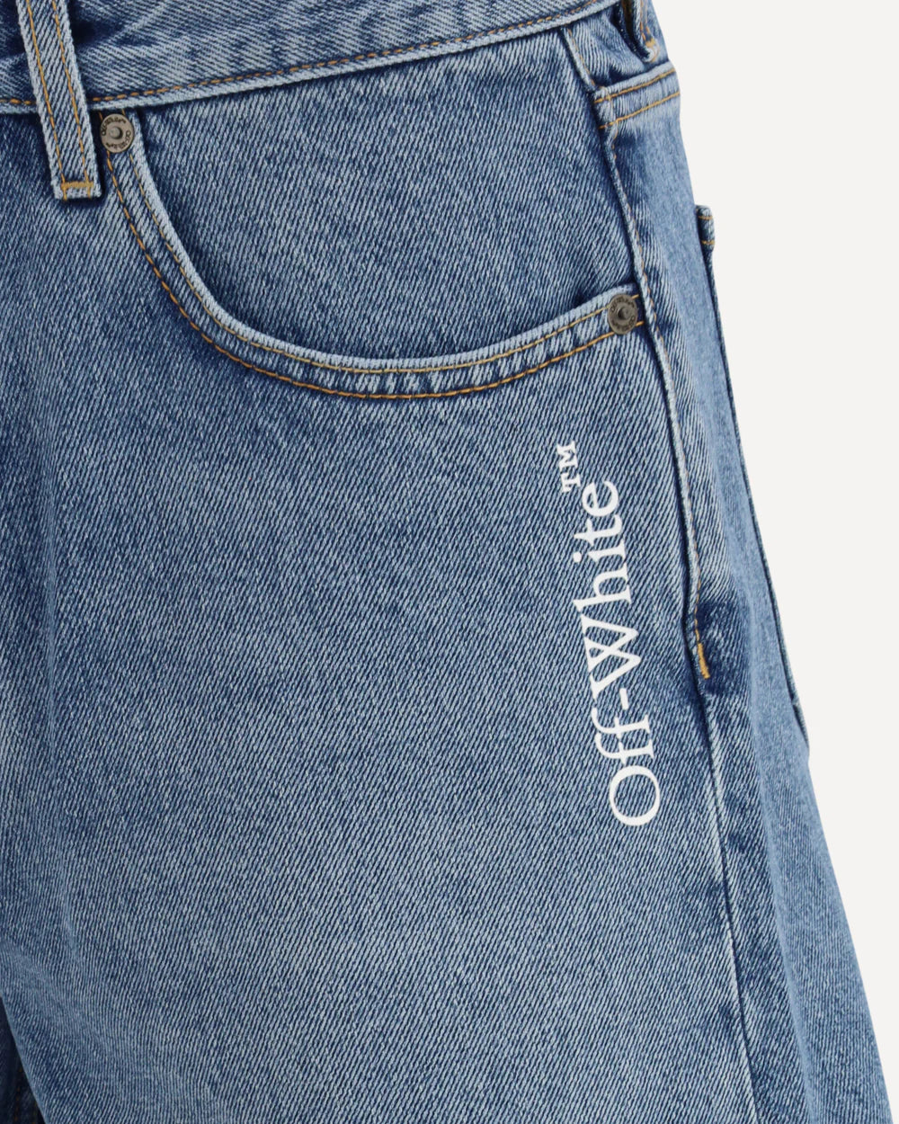 Shorts in Denim Logo Off-White