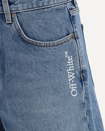 Shorts in Denim Logo Off-White
