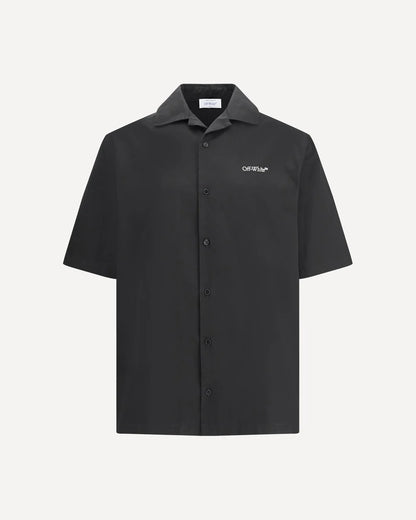Camicia Nera Stampa Retro Off-White